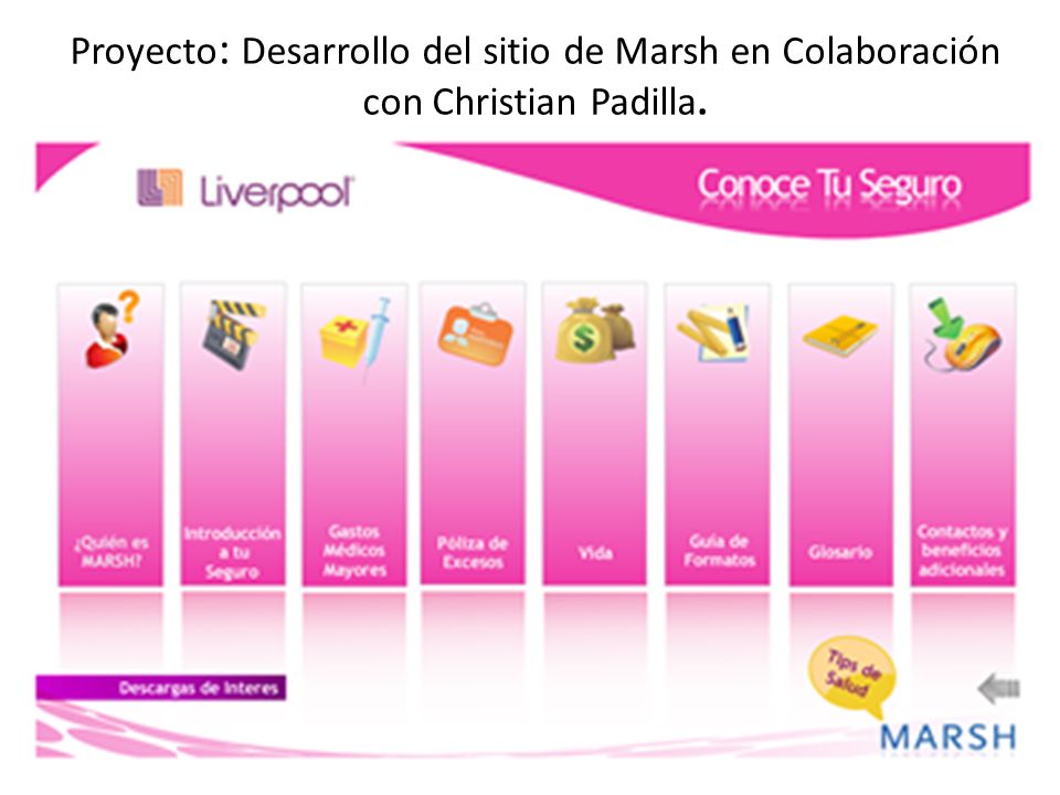 Proyecto: Desarrollo del sitio de Marsh en Colaboración con Christian Padilla.