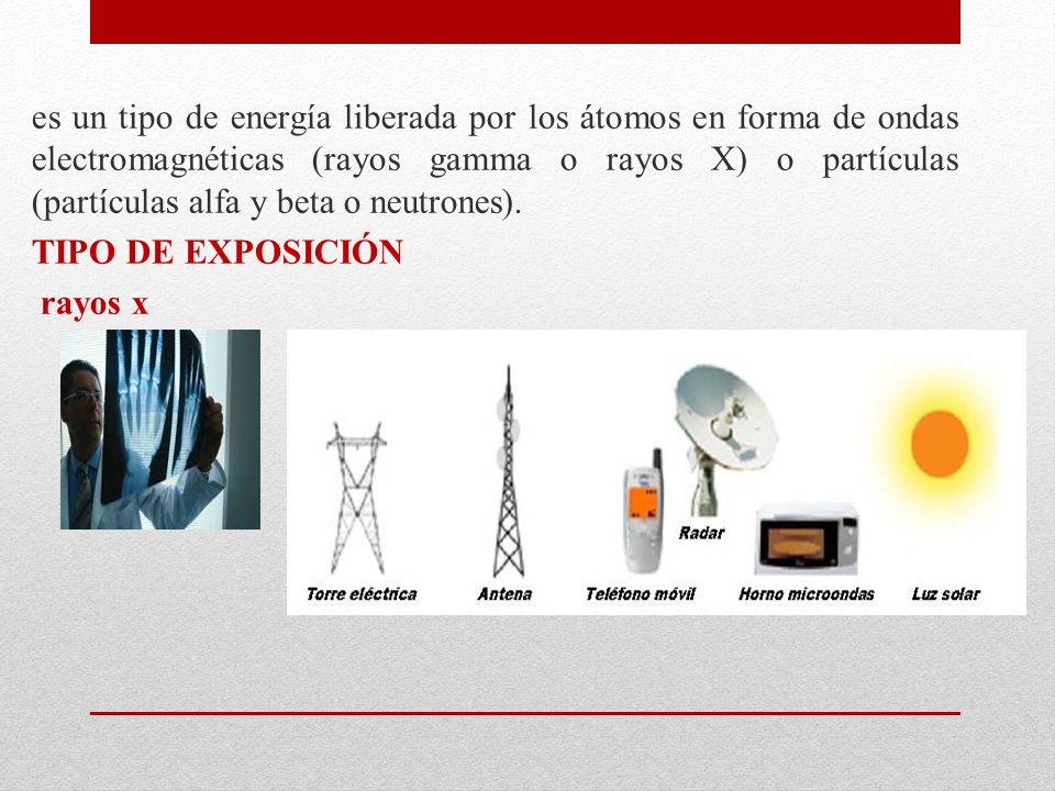 es un tipo de energía liberada por los átomos en forma de ondas electromagnéticas (rayos gamma o rayos X) o partículas (partículas alfa y beta o neutrones).