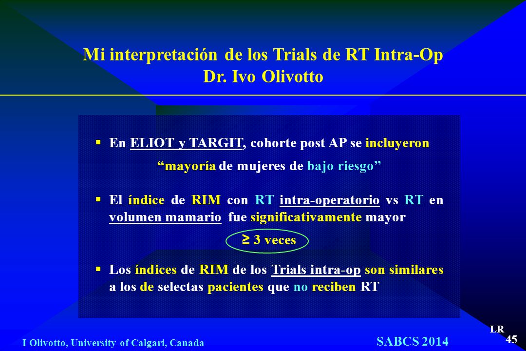 Mi interpretación de los Trials de RT Intra-Op Dr. Ivo Olivotto