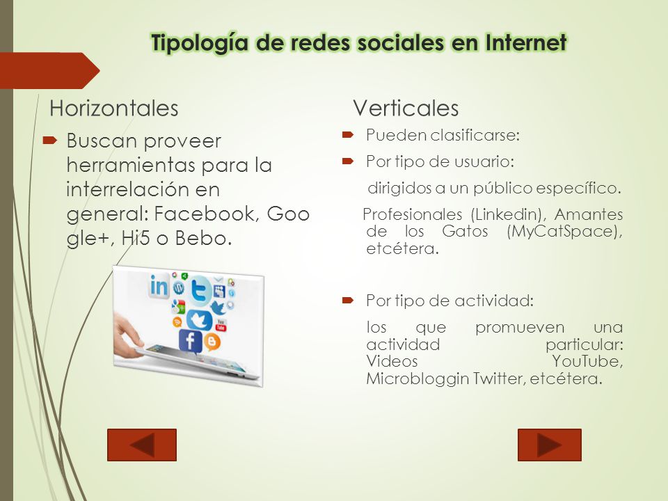 Tipología de redes sociales en Internet