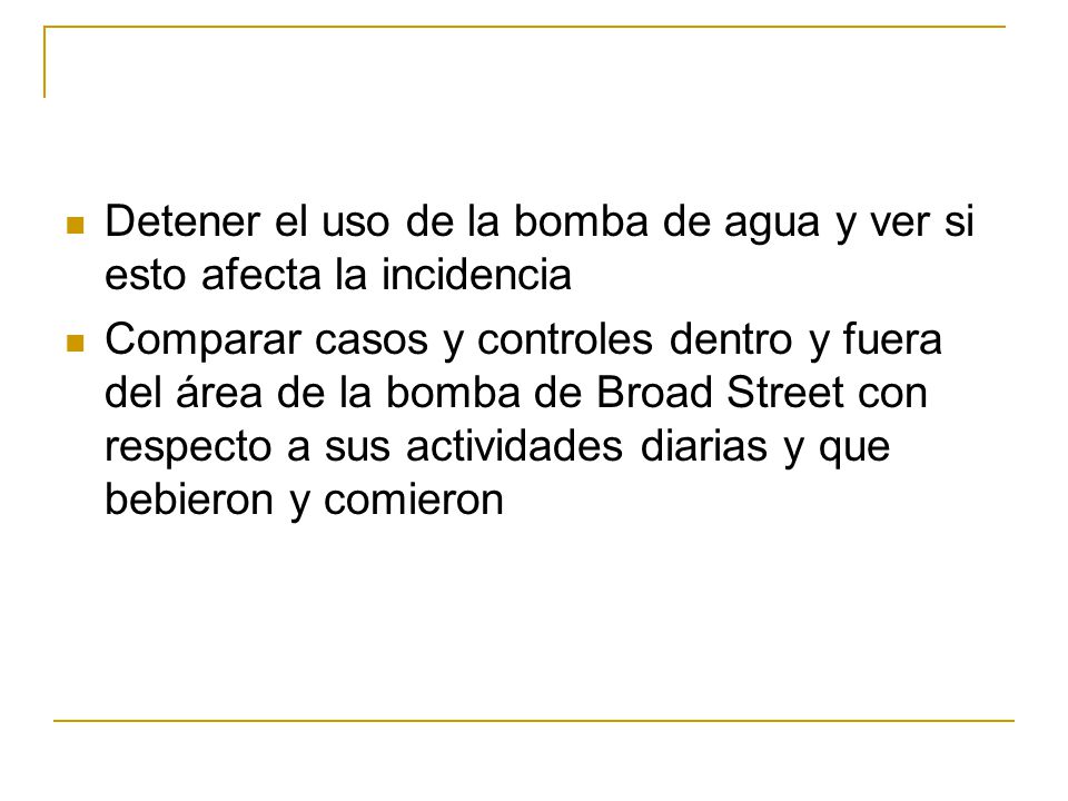 Detener el uso de la bomba de agua y ver si esto afecta la incidencia