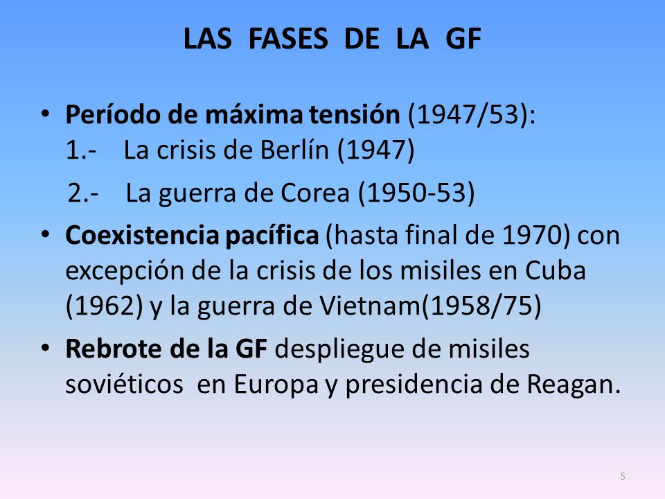 LAS FASES DE LA GF Período de máxima tensión (1947/53): 1.- La crisis de Berlín (1947)