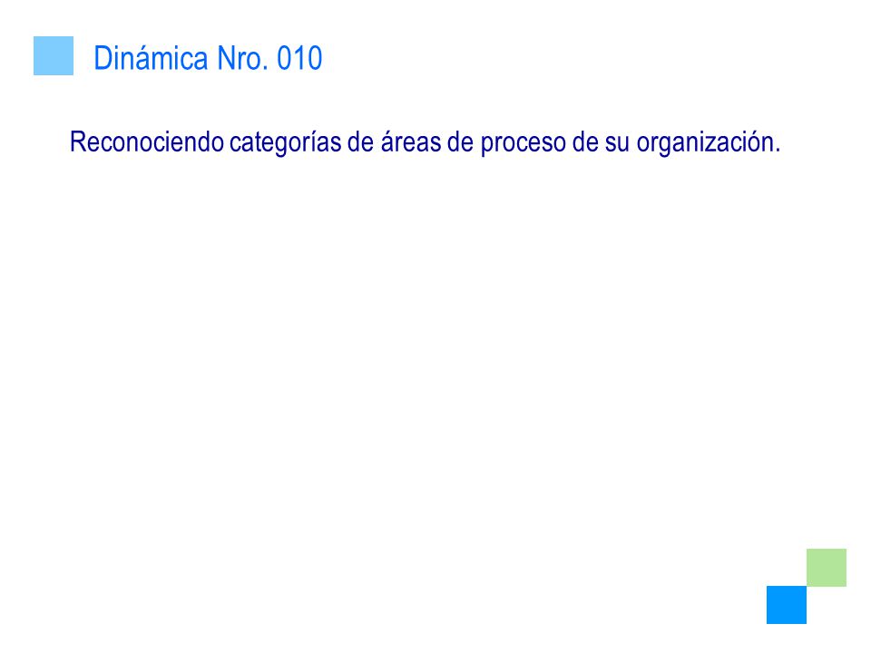 Dinámica Nro. 010 Reconociendo categorías de áreas de proceso de su organización.