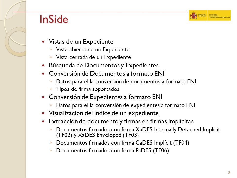 InSide Vistas de un Expediente Búsqueda de Documentos y Expedientes