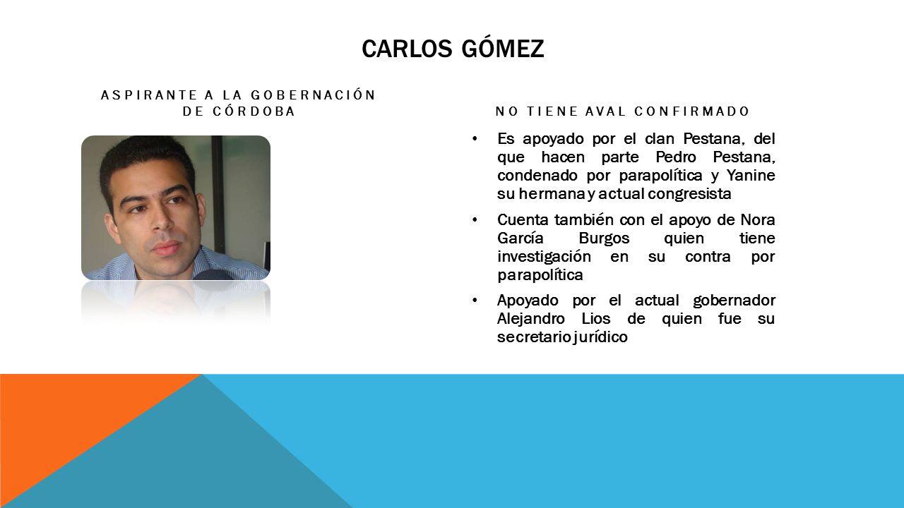 Aspirante a la Gobernación de córdoba No tiene aval confirmado