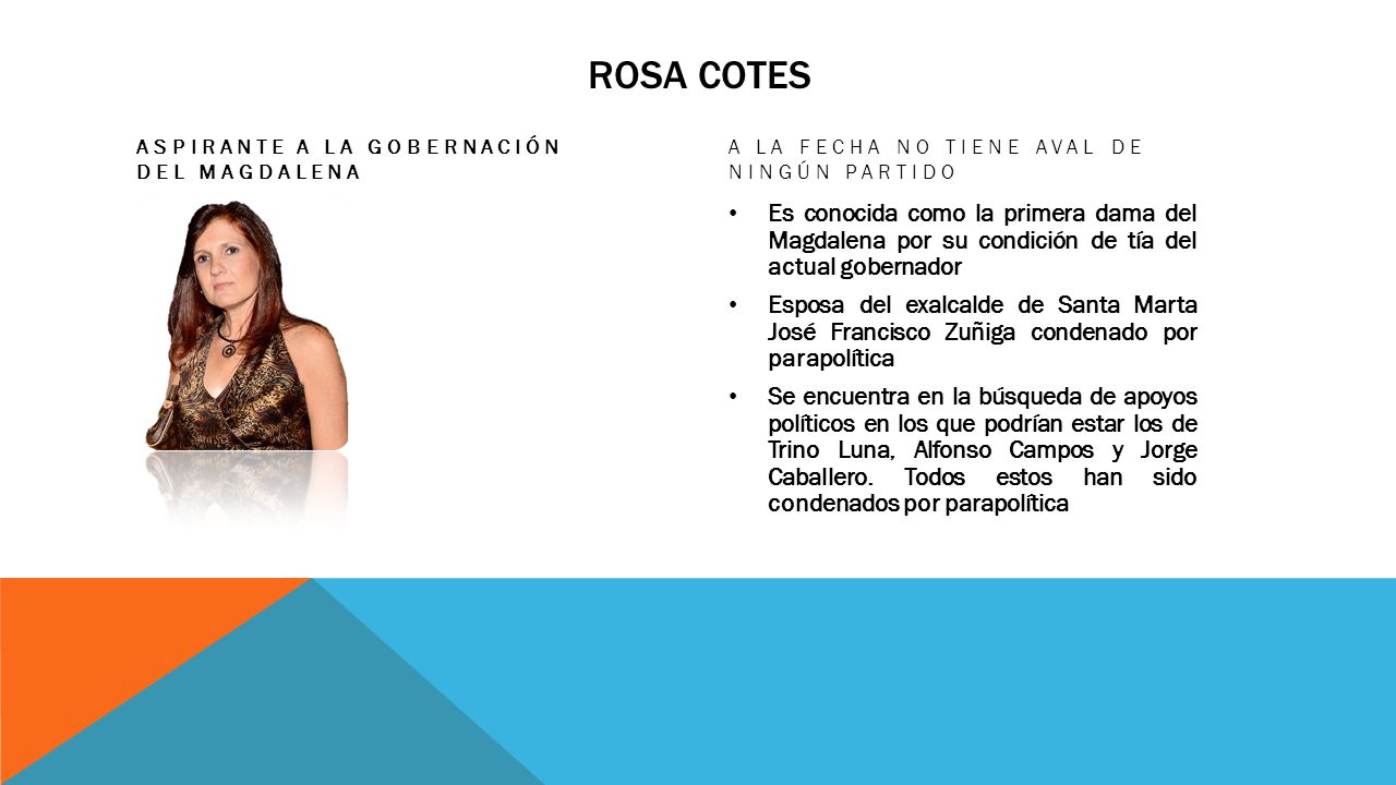 Rosa Cotes Aspirante a la gobernación del magdalena. A la fecha no tiene aval de ningún partido.