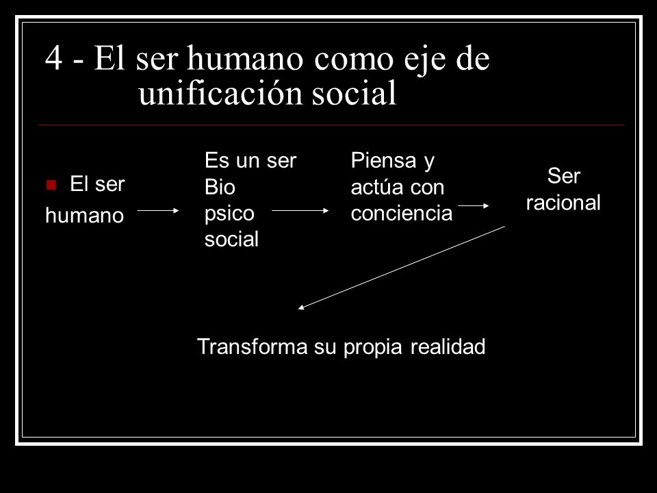 - 4 - El ser humano como eje de unificación social