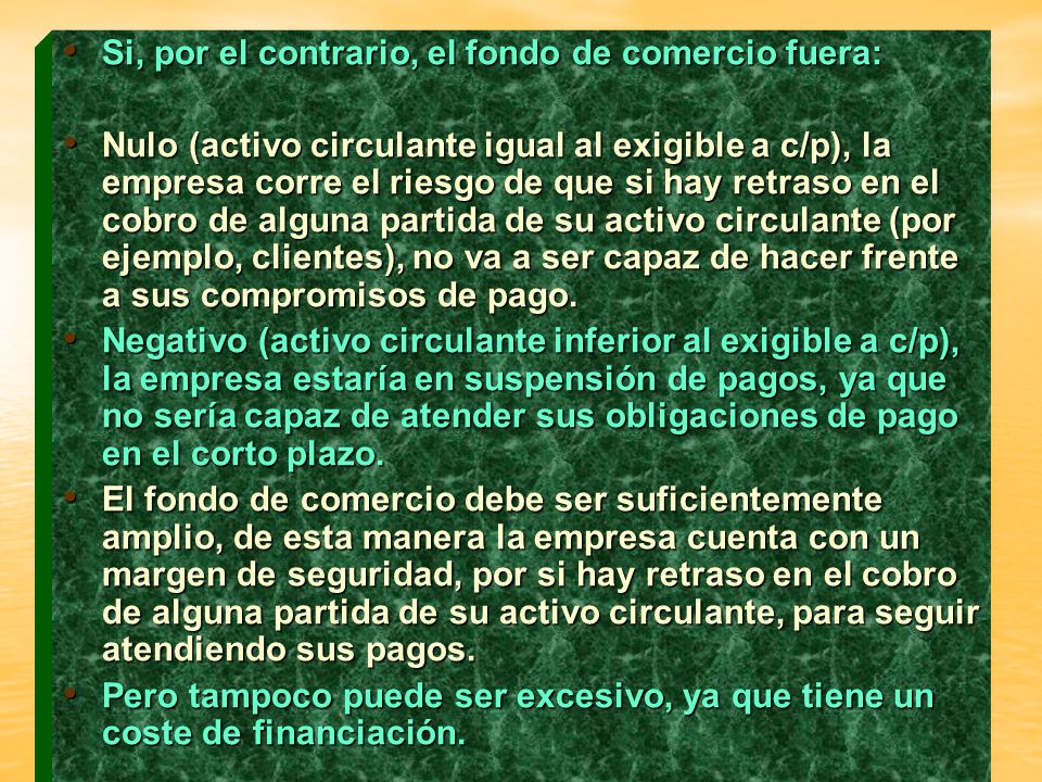 Si, por el contrario, el fondo de comercio fuera: