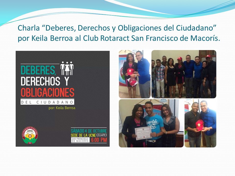 Charla Deberes, Derechos y Obligaciones del Ciudadano por Keila Berroa al Club Rotaract San Francisco de Macorís.
