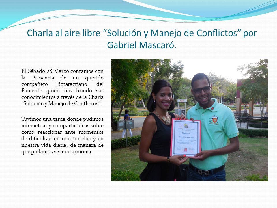 Charla al aire libre Solución y Manejo de Conflictos por Gabriel Mascaró.