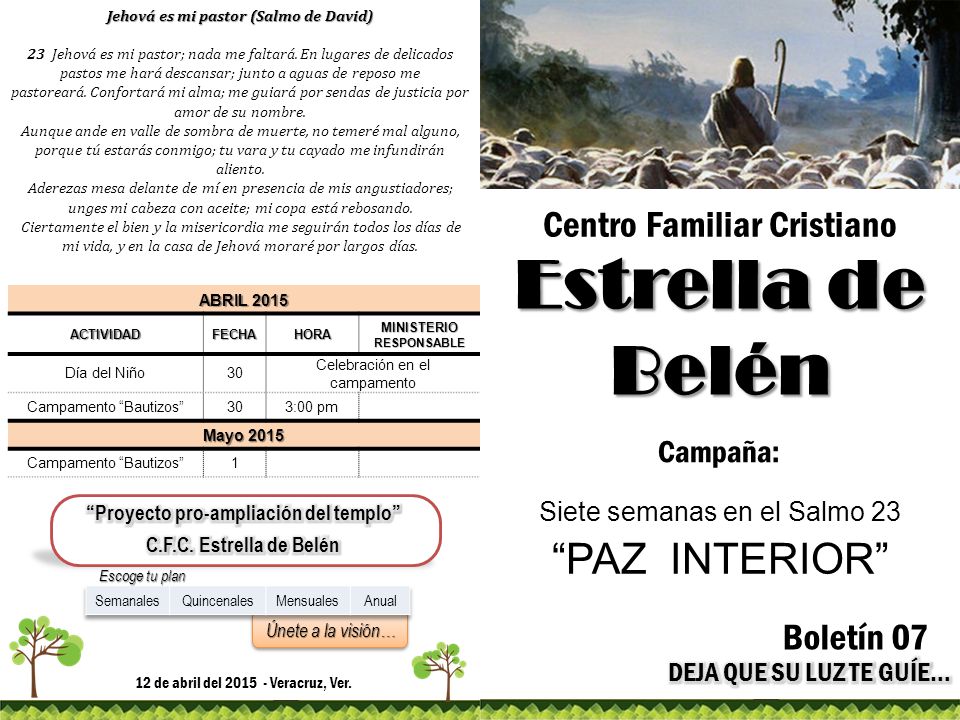 Estrella de Belén PAZ INTERIOR Centro Familiar Cristiano Boletín 07