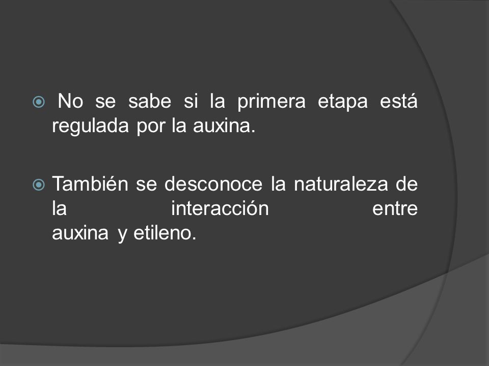No se sabe si la primera etapa está regulada por la auxina.