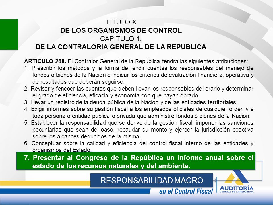 DE LOS ORGANISMOS DE CONTROL DE LA CONTRALORIA GENERAL DE LA REPUBLICA