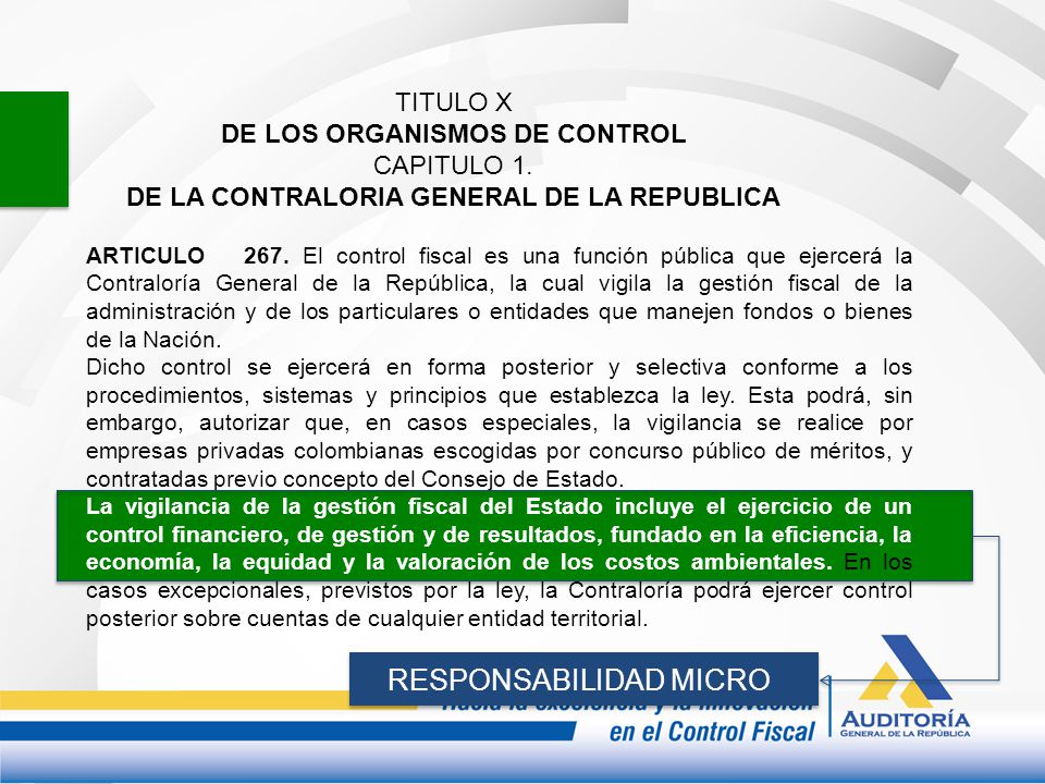 DE LOS ORGANISMOS DE CONTROL DE LA CONTRALORIA GENERAL DE LA REPUBLICA