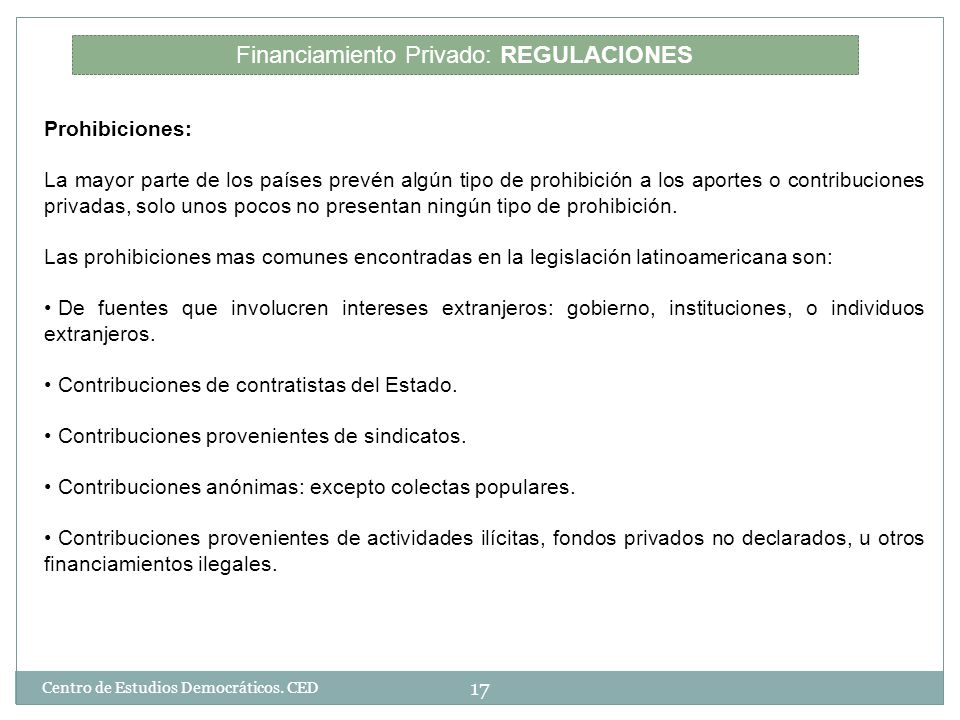 Financiamiento Privado: REGULACIONES