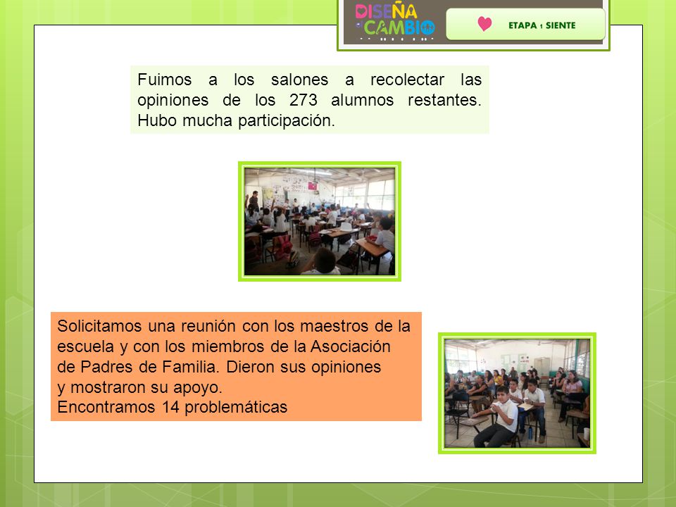 Fuimos a los salones a recolectar las opiniones de los 273 alumnos restantes. Hubo mucha participación.