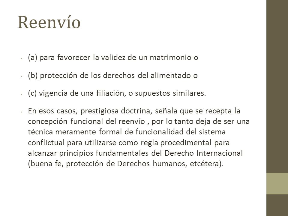 Reenvío (a) para favorecer la validez de un matrimonio o