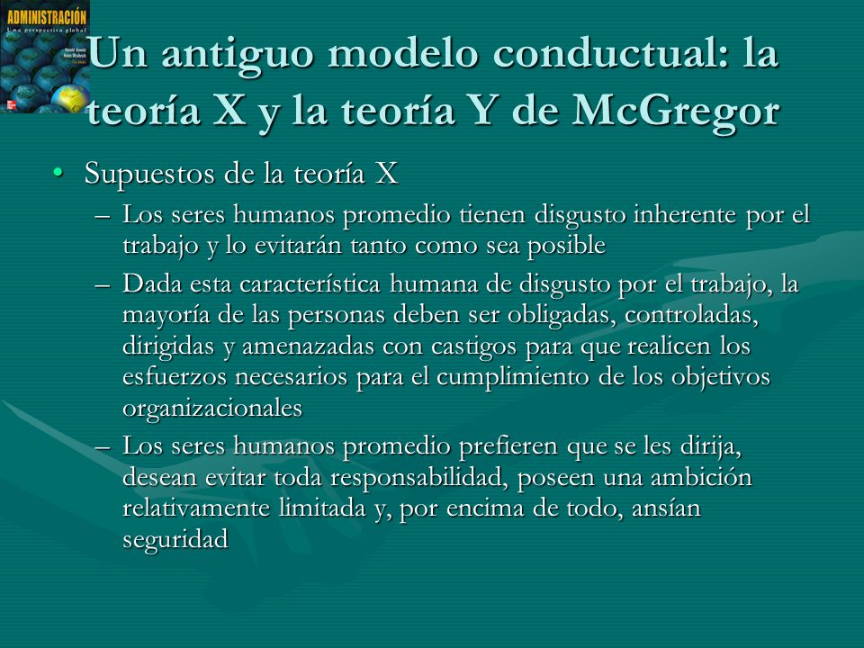 Un antiguo modelo conductual: la teoría X y la teoría Y de McGregor