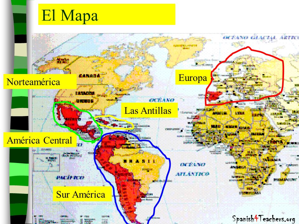 El Mapa Europa Norteamérica Las Antillas América Central Sur América