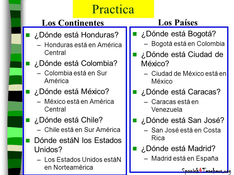 Practica Los Continentes Los Países ¿Dónde está Bogotá