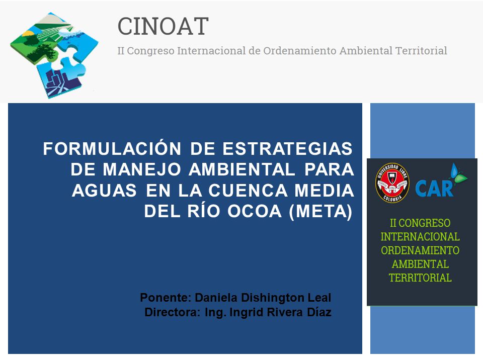 FORMULACIÓN DE ESTRATEGIAS DE MANEJO AMBIENTAL PARA AGUAS EN LA CUENCA MEDIA DEL RÍO OCOA (META)