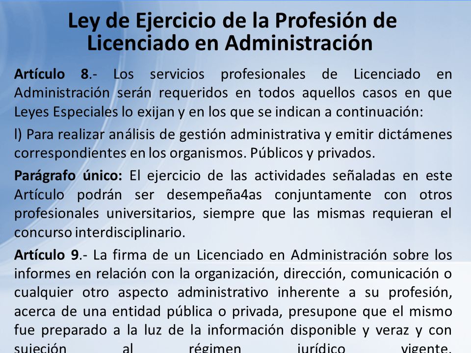 Ley de Ejercicio de la Profesión de Licenciado en Administración