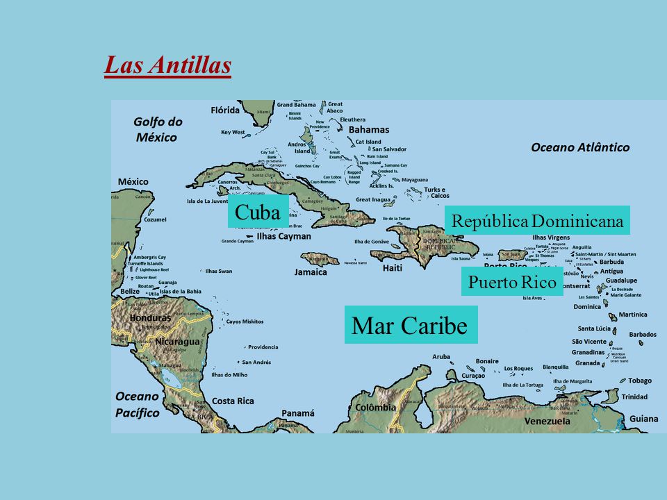 Las Antillas Mar Caribe Cuba La República Dominicana