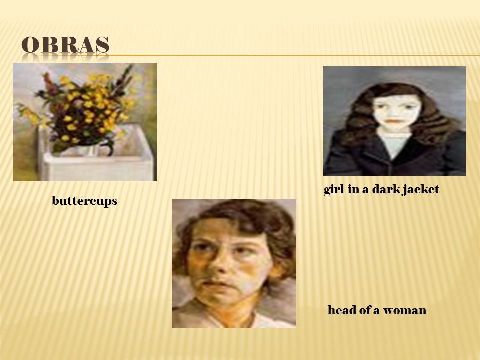 OBRAS girl in a dark jacket buttercups head of a woman