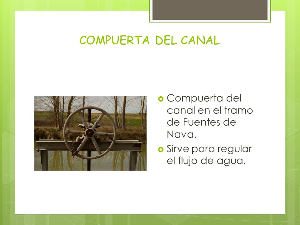 COMPUERTA DEL CANAL Compuerta del canal en el tramo de Fuentes de Nava.