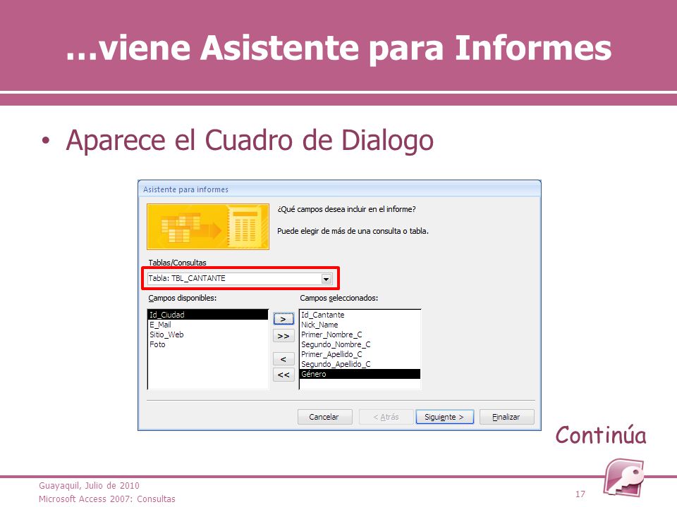 …viene Asistente para Informes