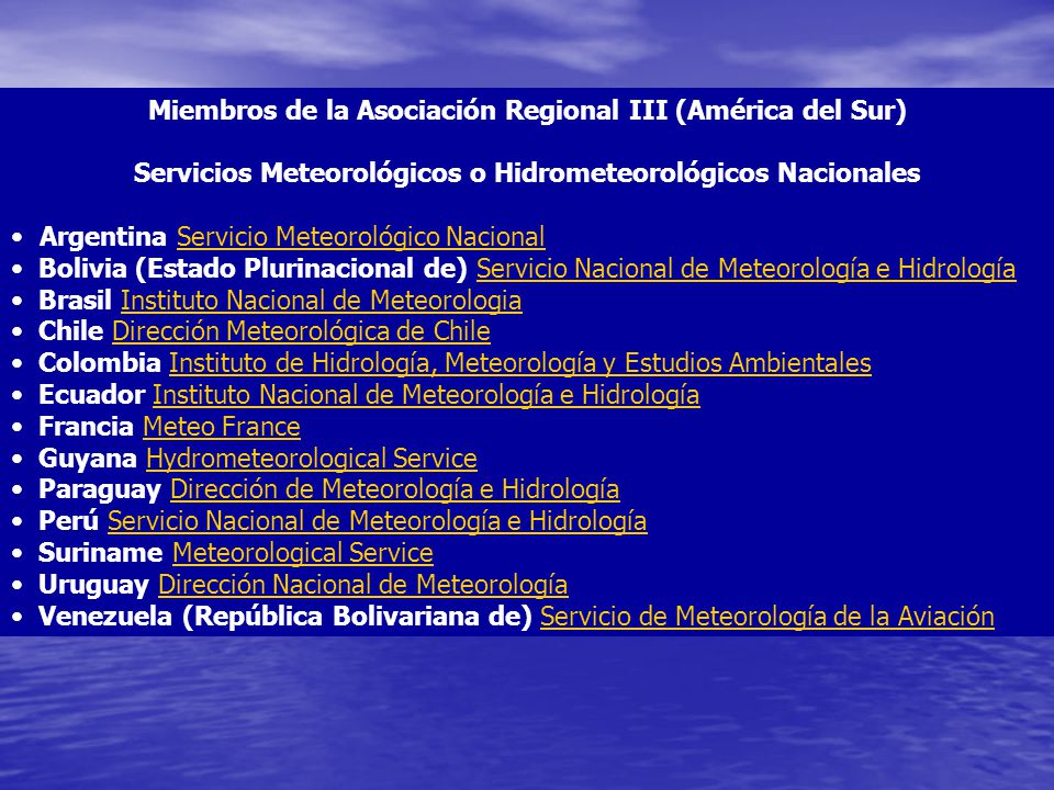 Miembros de la Asociación Regional III (América del Sur)