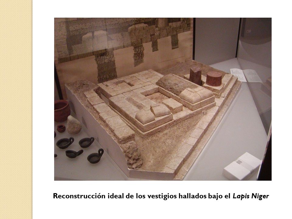 Reconstrucción ideal de los vestigios hallados bajo el Lapis Niger