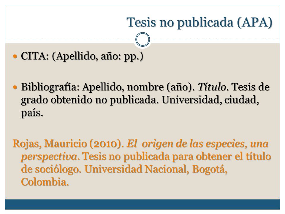 Tesis no publicada (APA)