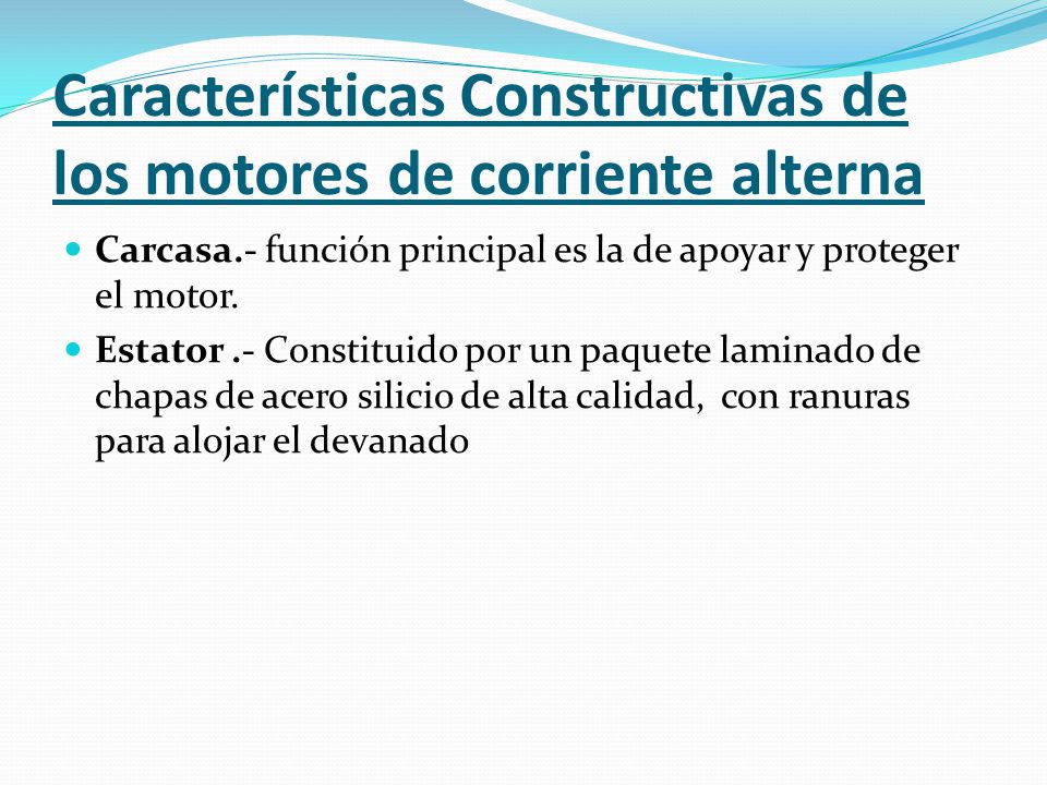 Características Constructivas de los motores de corriente alterna