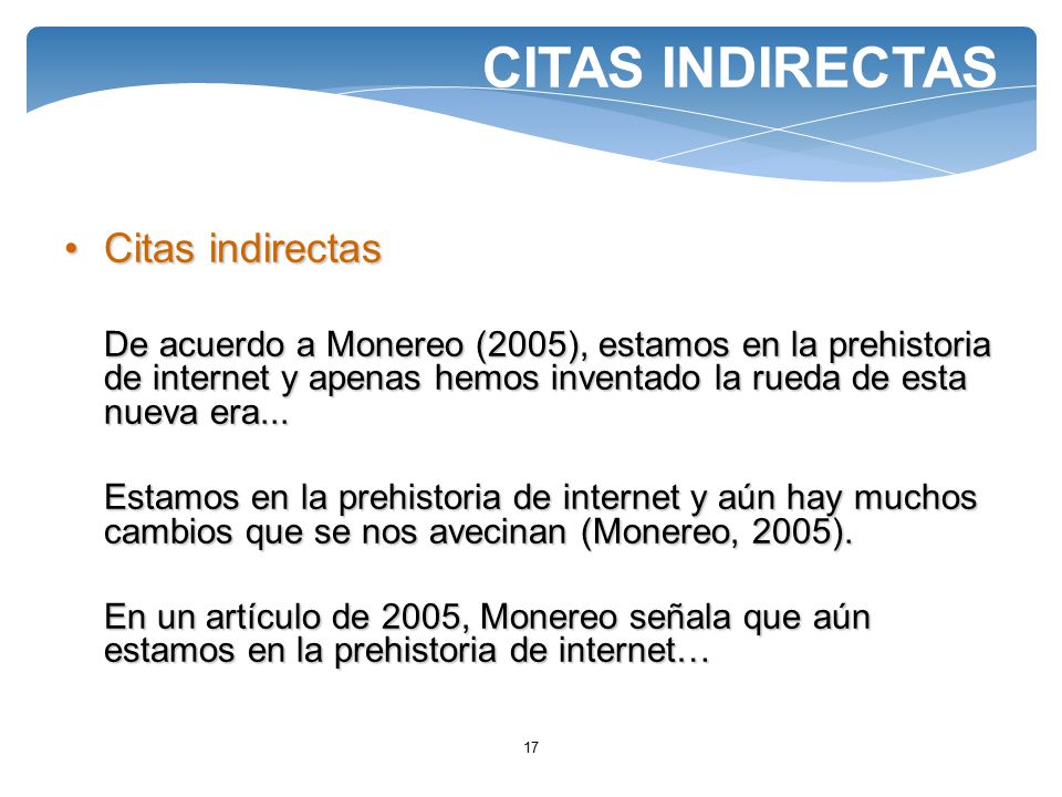 CITAS INDIRECTAS Citas indirectas