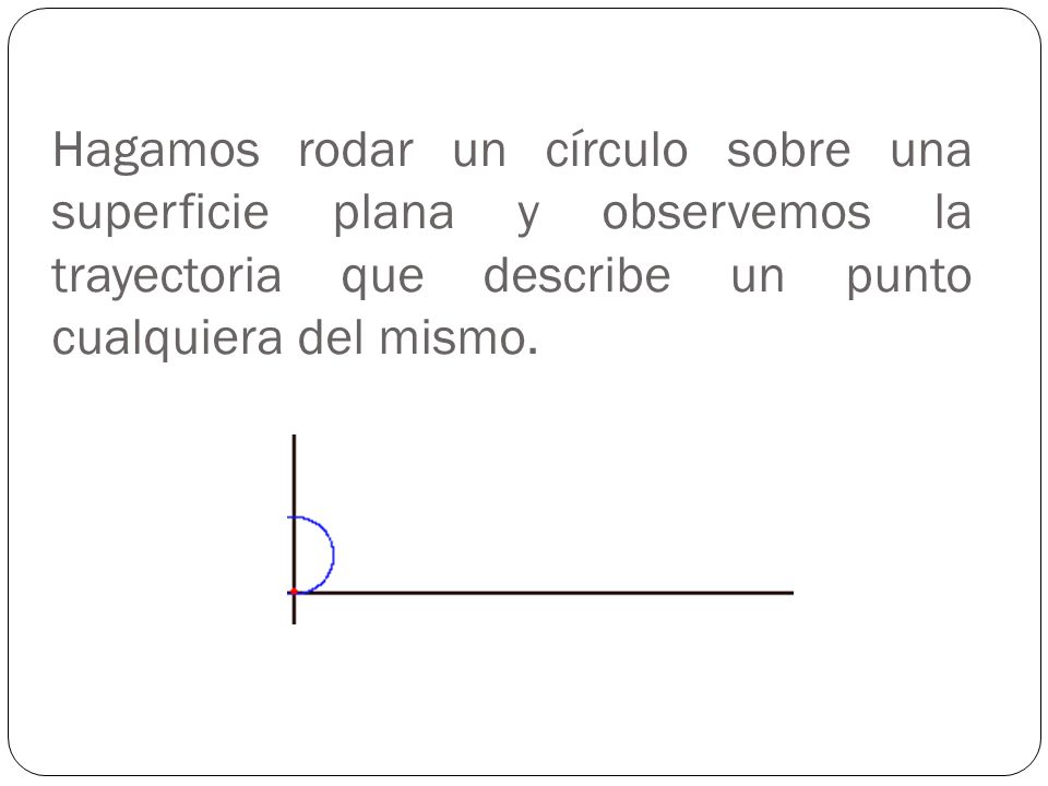 Hagamos rodar un círculo sobre una superficie plana y observemos la trayectoria que describe un punto cualquiera del mismo.