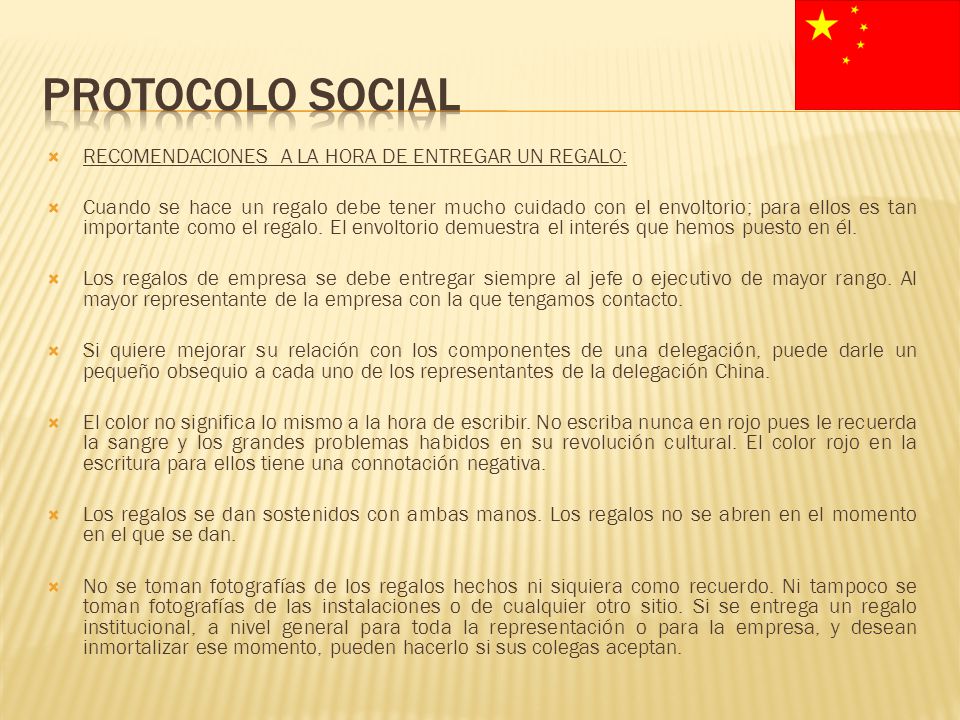 PROTOCOLO SOCIAL RECOMENDACIONES A LA HORA DE ENTREGAR UN REGALO:
