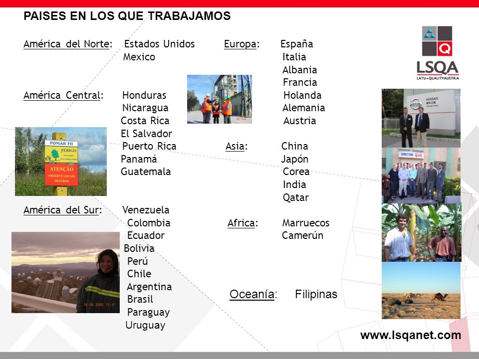 PAISES EN LOS QUE TRABAJAMOS