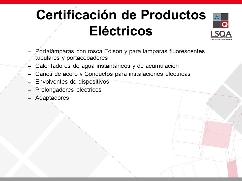 Certificación de Productos Eléctricos