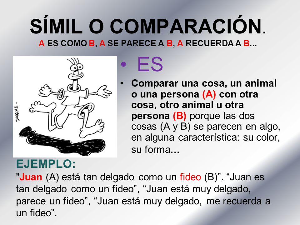 SÍMIL O COMPARACIÓN. A ES COMO B, A SE PARECE A B, A RECUERDA A B...