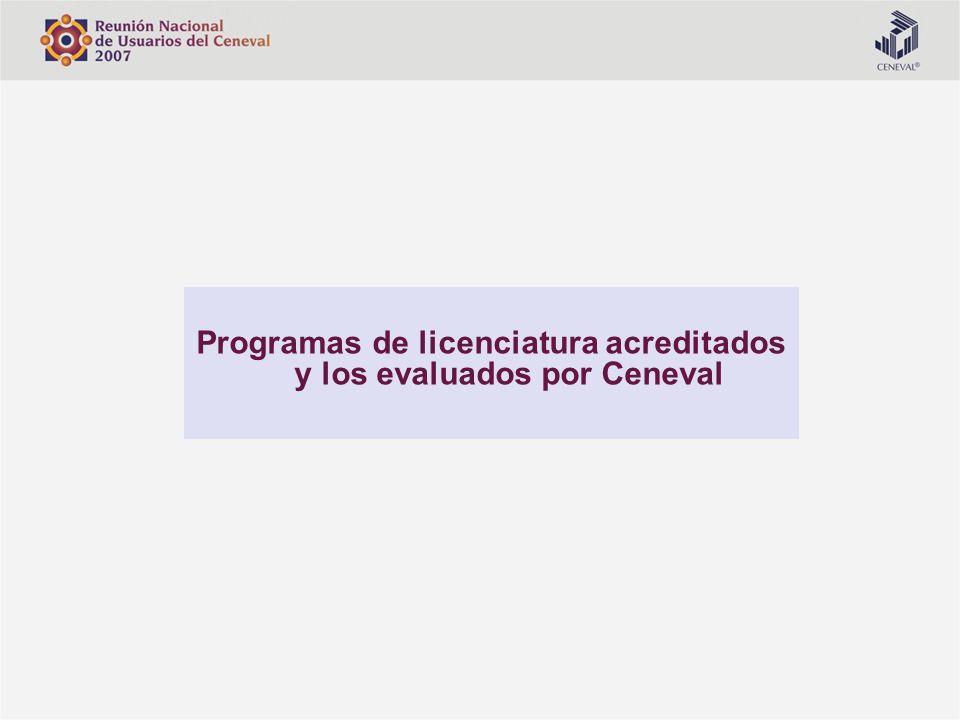 Programas de licenciatura acreditados y los evaluados por Ceneval