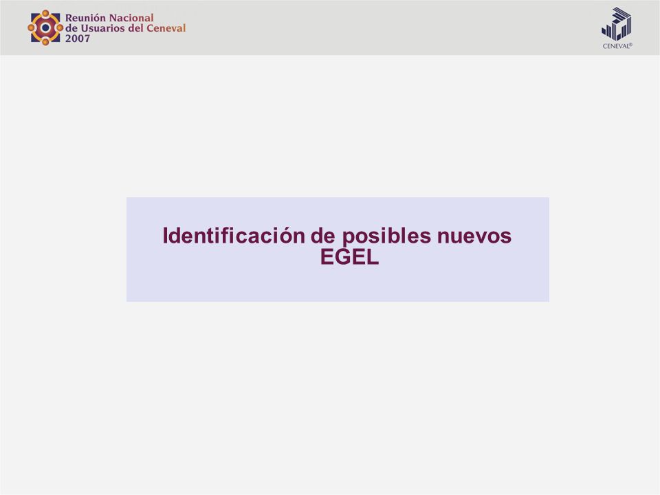 Identificación de posibles nuevos EGEL