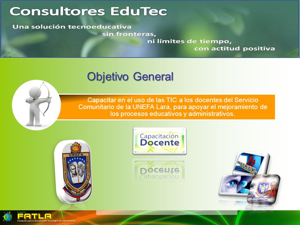 Capacitar en el uso de las TIC a los docentes del Servicio Comunitario de la UNEFA Lara, para apoyar el mejoramiento de los procesos educativos y administrativos.