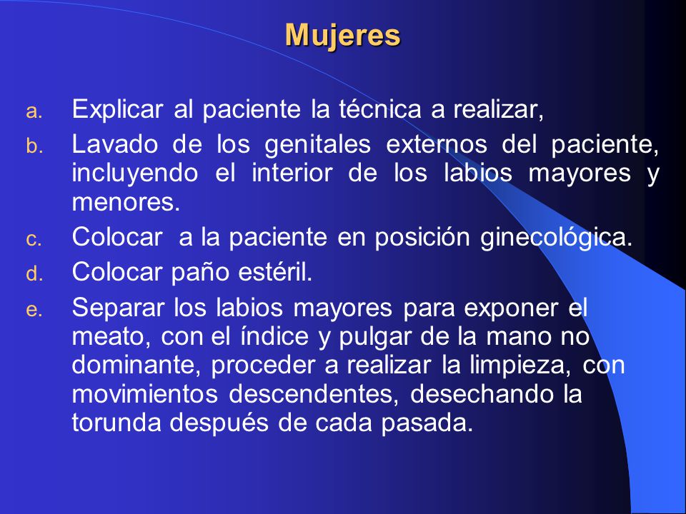 Mujeres Explicar al paciente la técnica a realizar,