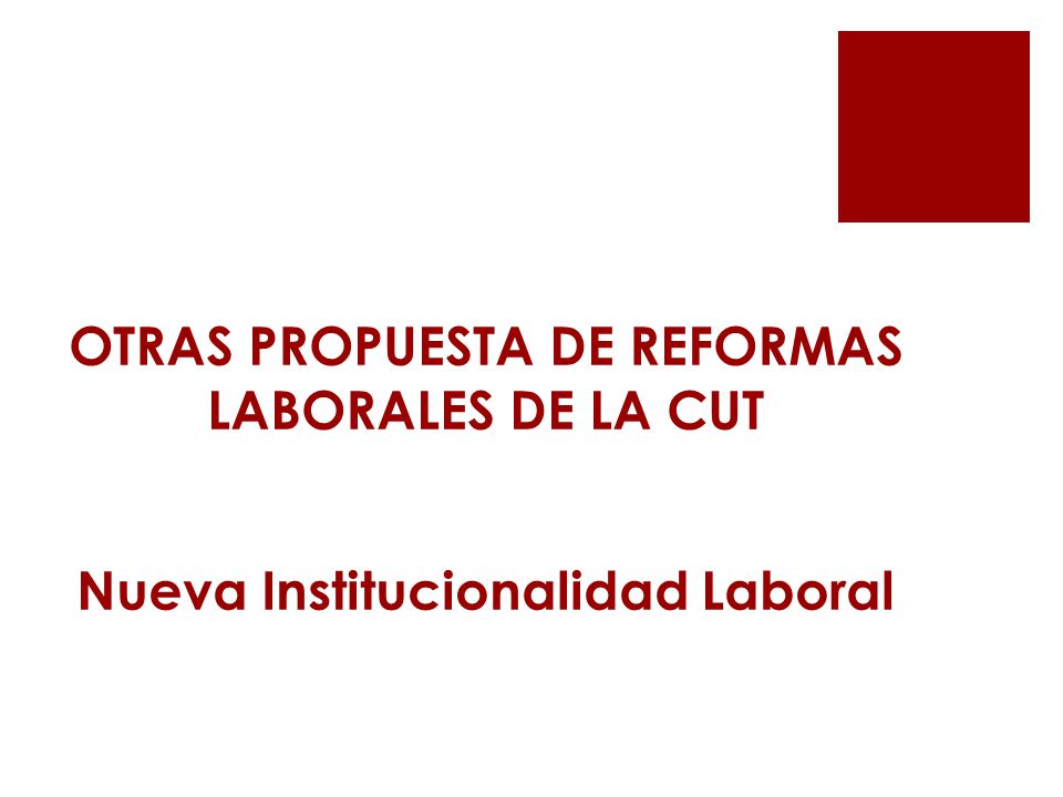 OTRAS PROPUESTA DE REFORMAS LABORALES DE LA CUT Nueva Institucionalidad Laboral