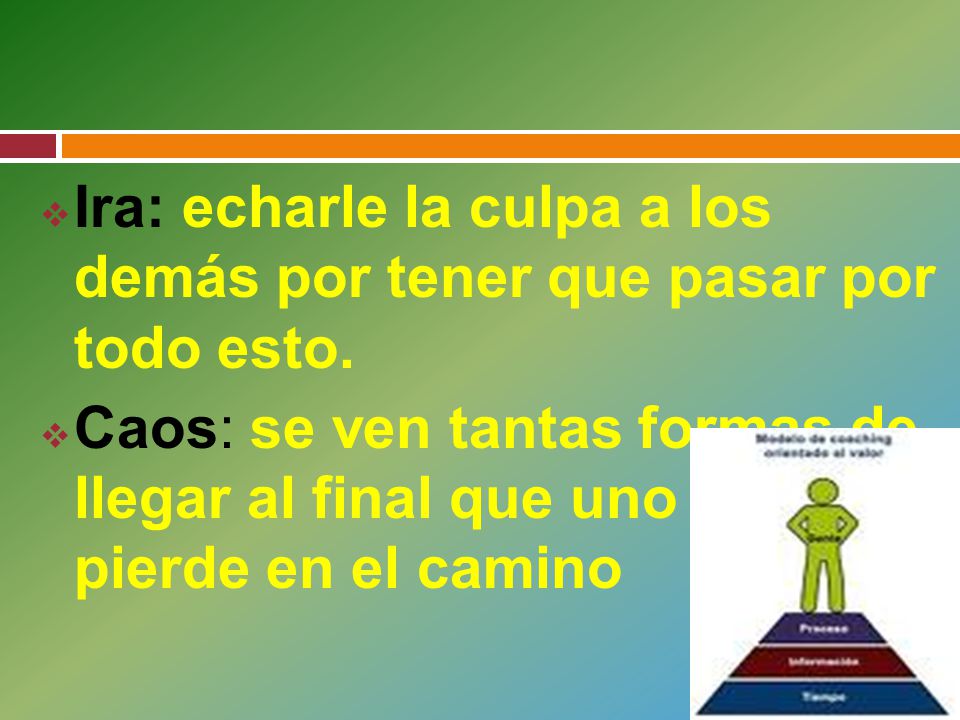 Ira: echarle la culpa a los demás por tener que pasar por todo esto.