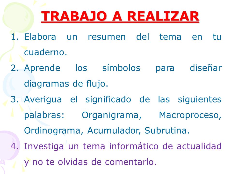 TRABAJO A REALIZAR Elabora un resumen del tema en tu cuaderno.