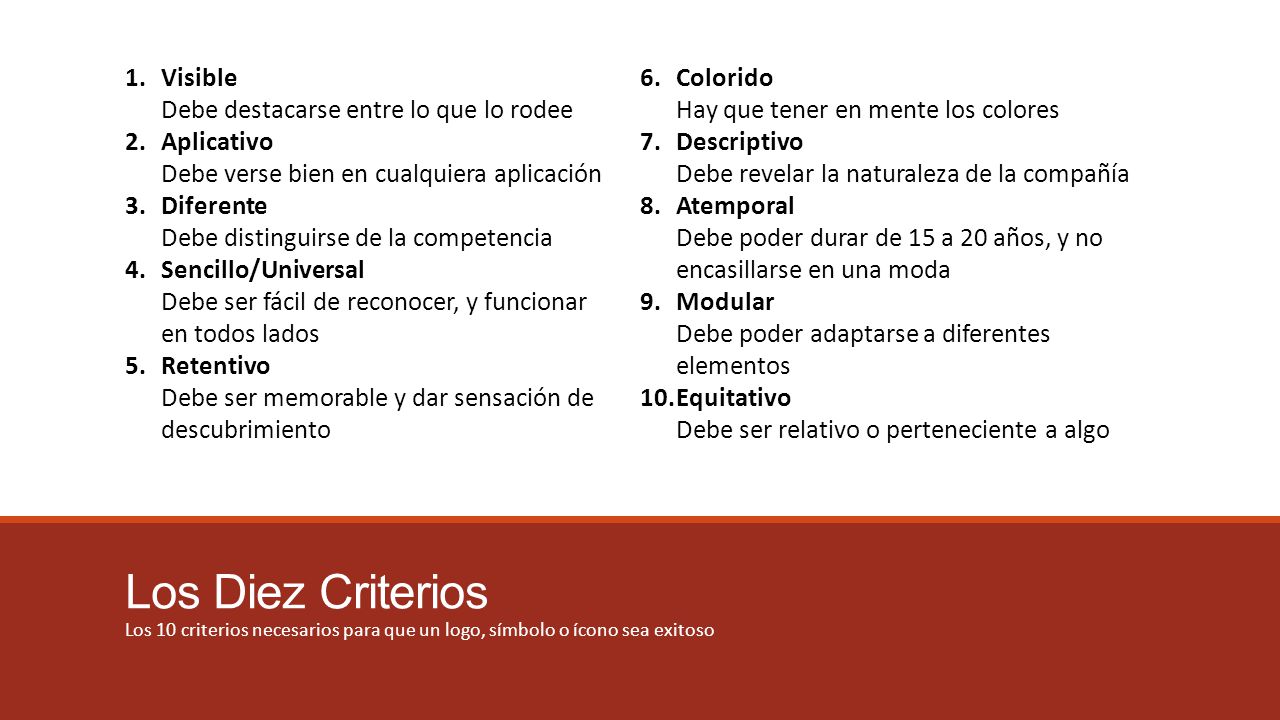 Los Diez Criterios Visible Debe destacarse entre lo que lo rodee