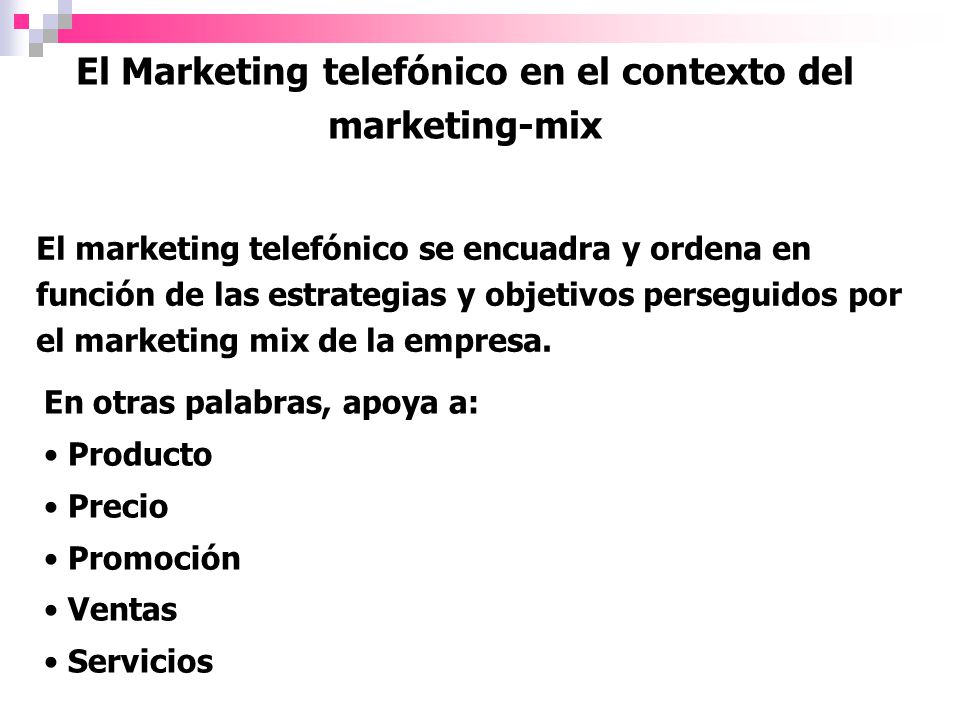 El Marketing telefónico en el contexto del marketing-mix