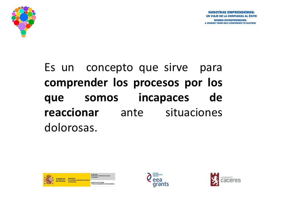 Es un concepto que sirve para comprender los procesos por los que somos incapaces de reaccionar ante situaciones dolorosas.